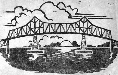 Block print of the Astoria Bridge